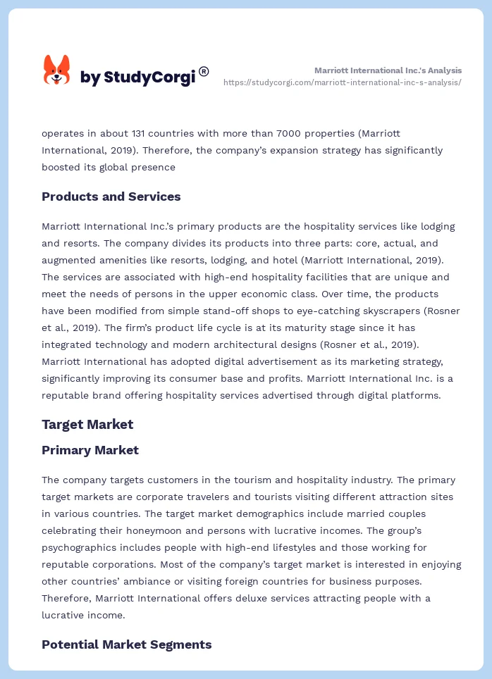 Marriott International Inc.'s Analysis. Page 2