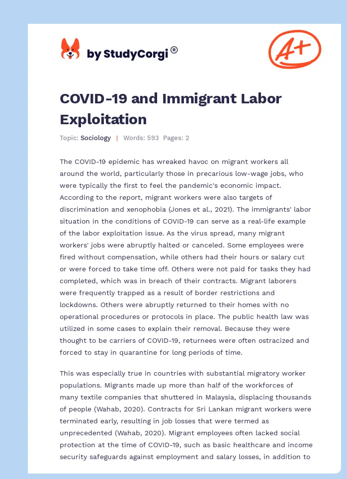 COVID-19 and Immigrant Labor Exploitation. Page 1