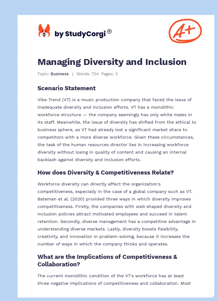 Managing Diversity and Inclusion. Page 1