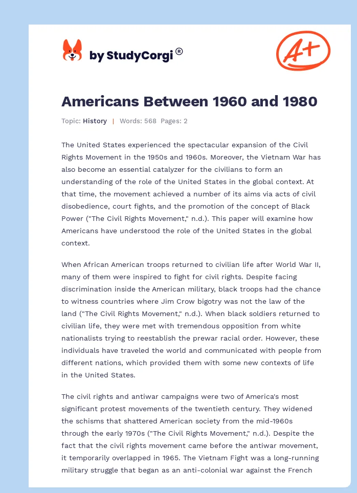 Americans Between 1960 and 1980. Page 1
