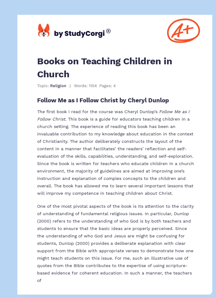 Books on Teaching Children in Church. Page 1