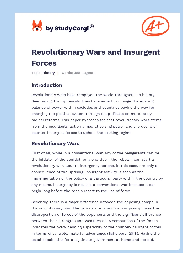 Revolutionary Wars and Insurgent Forces. Page 1