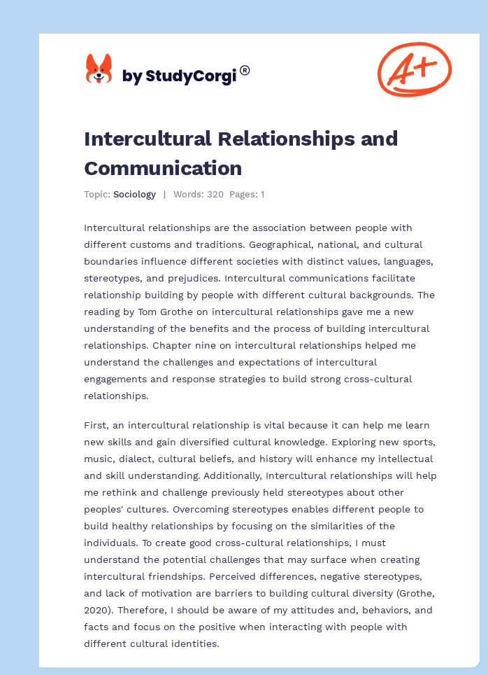 Intercultural Relationships and Communication. Page 1