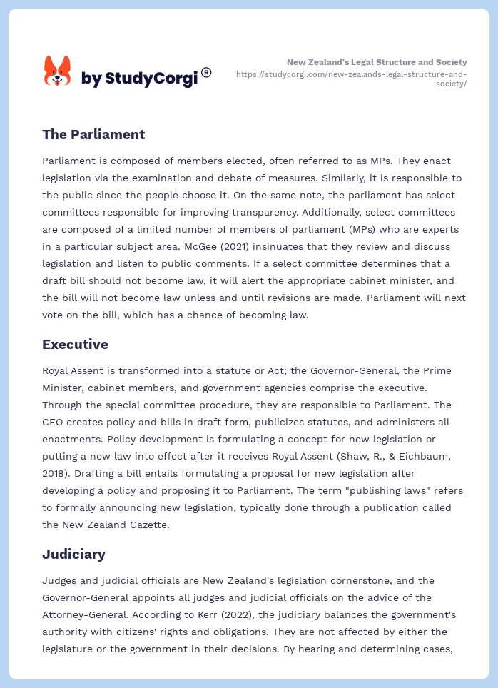 New Zealand's Legal Structure and Society. Page 2