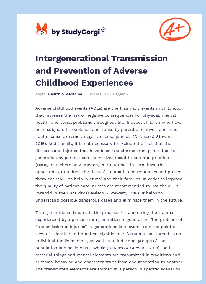 Intergenerational Transmission and Prevention of Adverse Childhood Experiences. Page 1