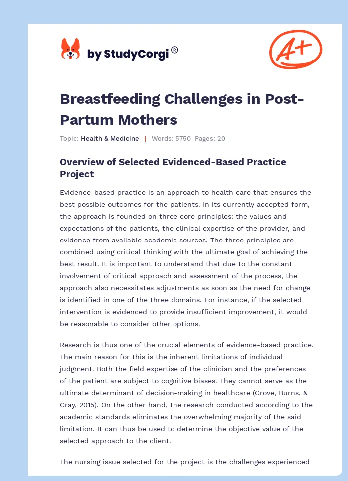 Breastfeeding Challenges in Post-Partum Mothers. Page 1