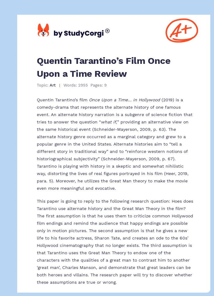 Quentin Tarantino’s Film Once Upon a Time Review. Page 1