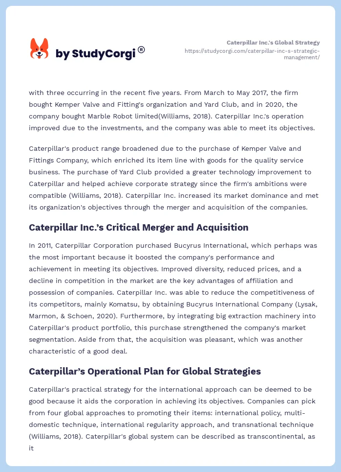 Caterpillar Inc.’s Strategic Management. Page 2
