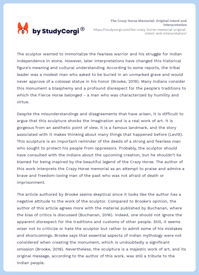 The Crazy Horse Memorial: Original Intent and Interpretation. Page 2