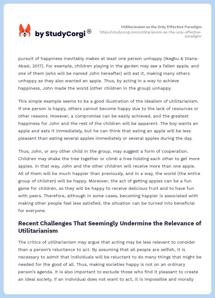 Utilitarianism as the Only Effective Paradigm. Page 2