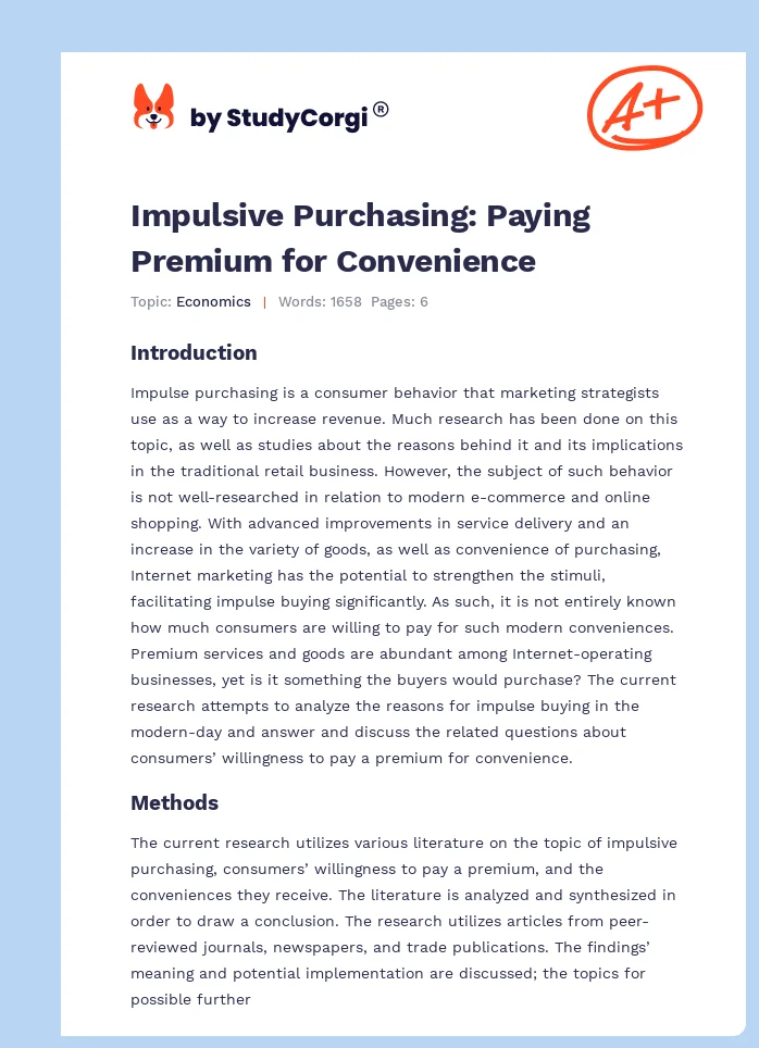 Impulsive Purchasing: Paying Premium for Convenience. Page 1