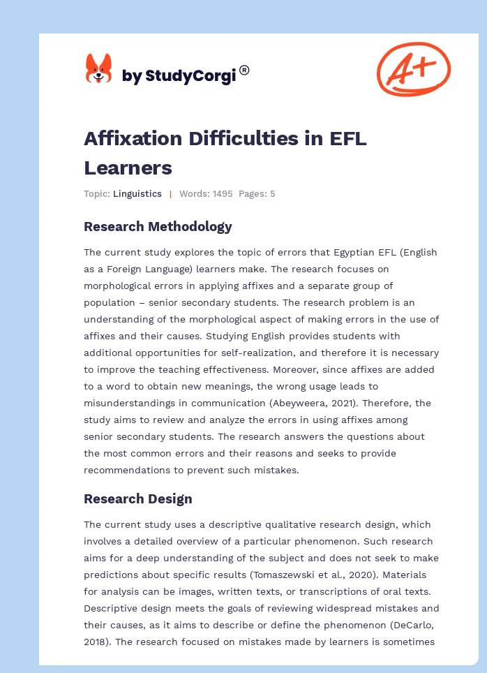Affixation Difficulties in EFL Learners. Page 1