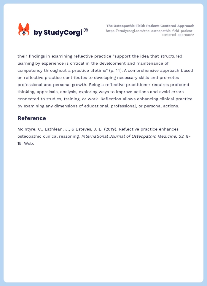 The Osteopathic Field: Patient-Centered Approach. Page 2