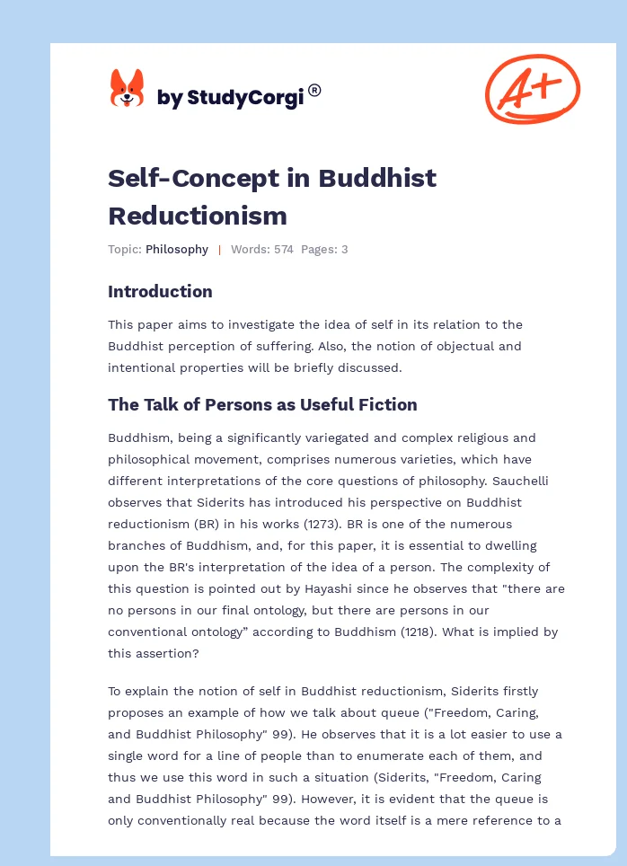 Self-Concept in Buddhist Reductionism. Page 1