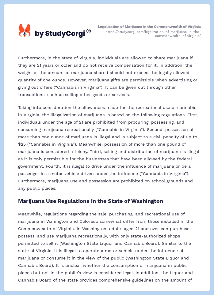 Legalization of Marijuana in the Commonwealth of Virginia. Page 2