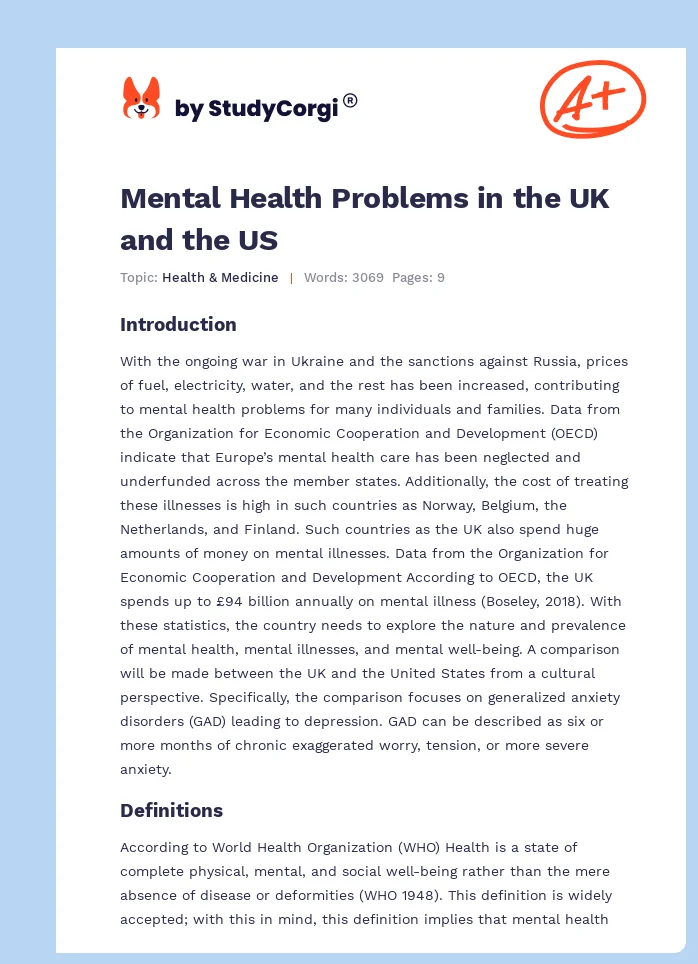 Mental Health Problems in the UK and the US. Page 1