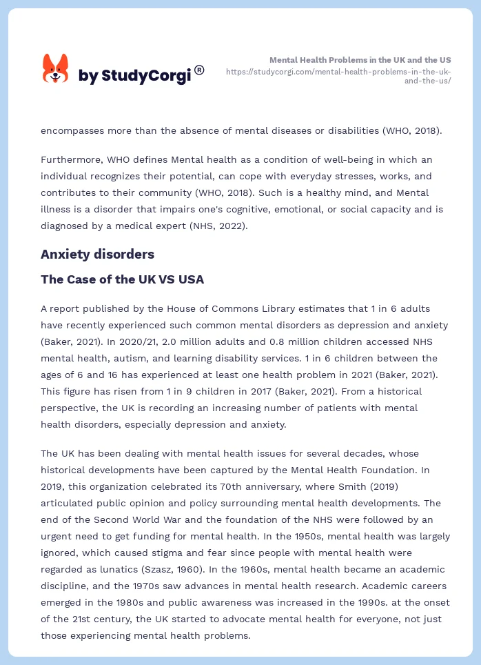 Mental Health Problems in the UK and the US. Page 2