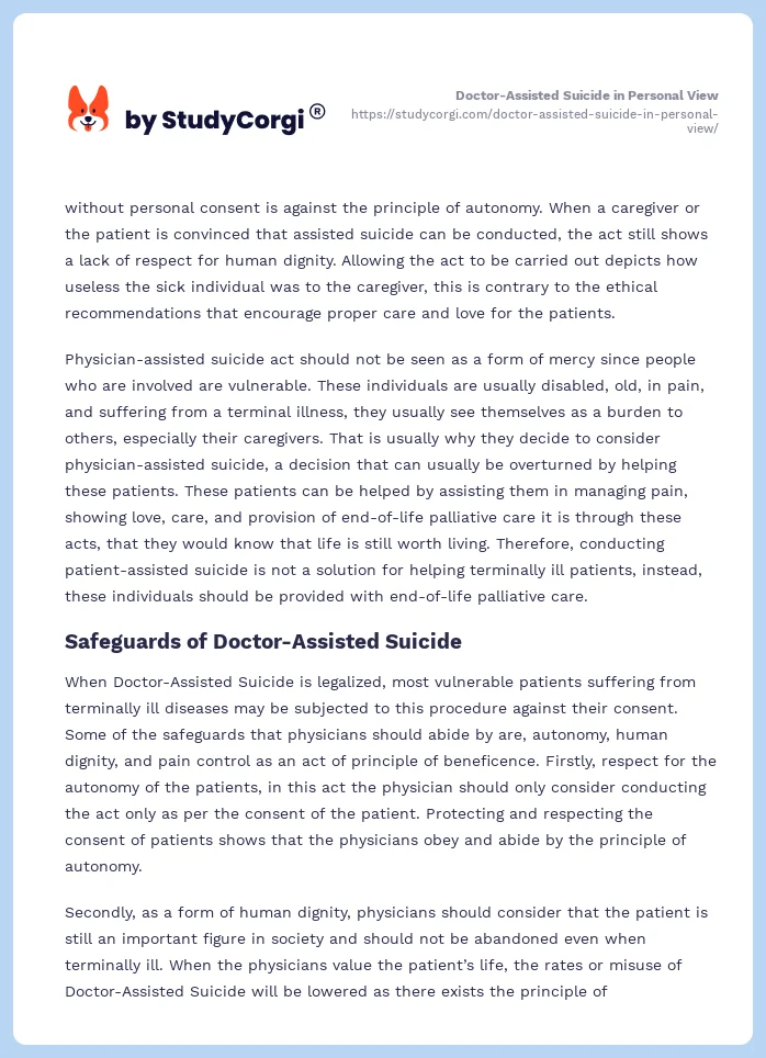 Doctor-Assisted Suicide in Personal View. Page 2