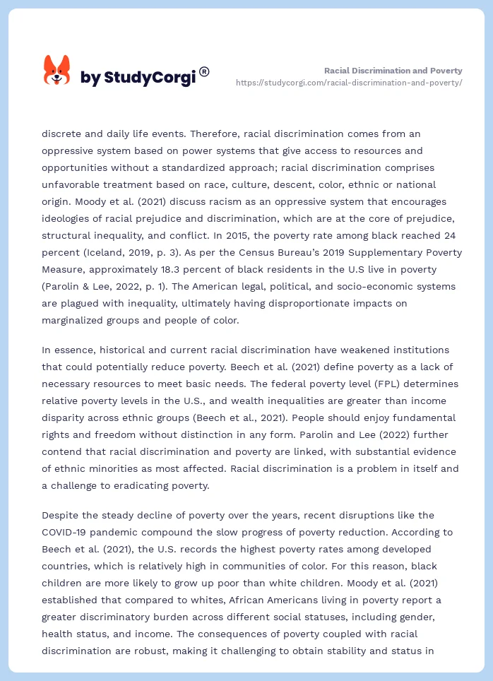 Racial Discrimination and Poverty. Page 2