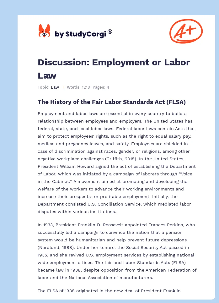 Discussion: Employment or Labor Law. Page 1