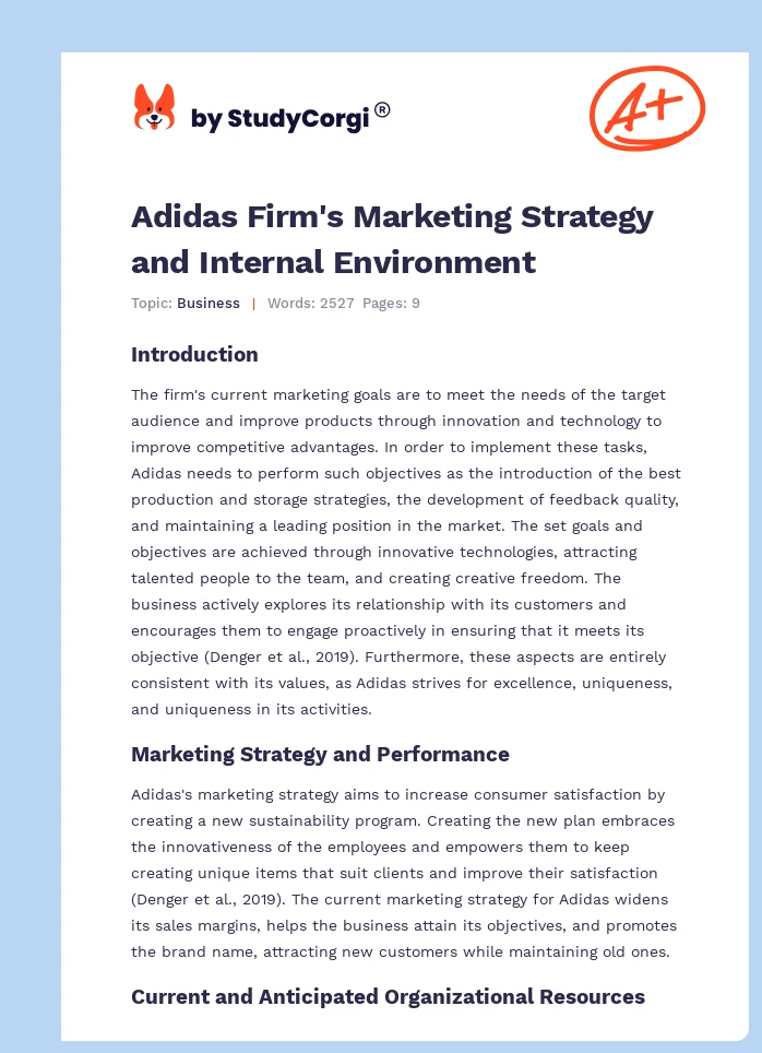 Adidas Firm's Marketing Strategy and Internal Environment. Page 1