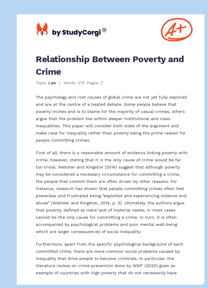 Relationship Between Poverty and Crime. Page 1