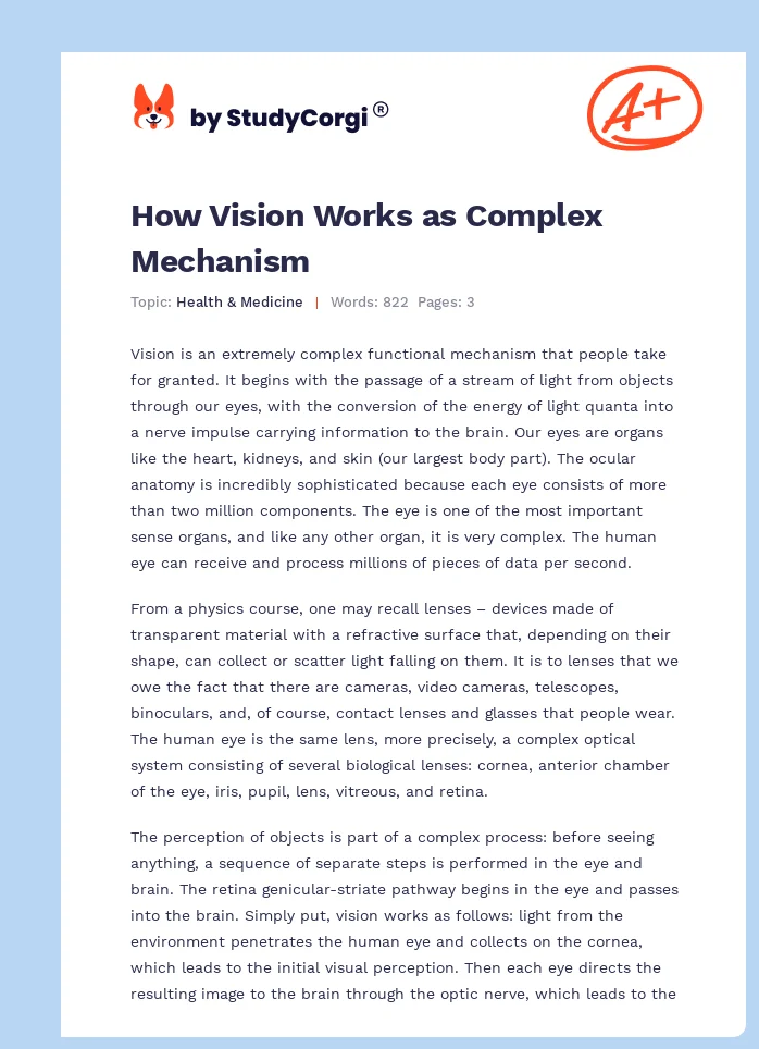 How Vision Works as Complex Mechanism. Page 1