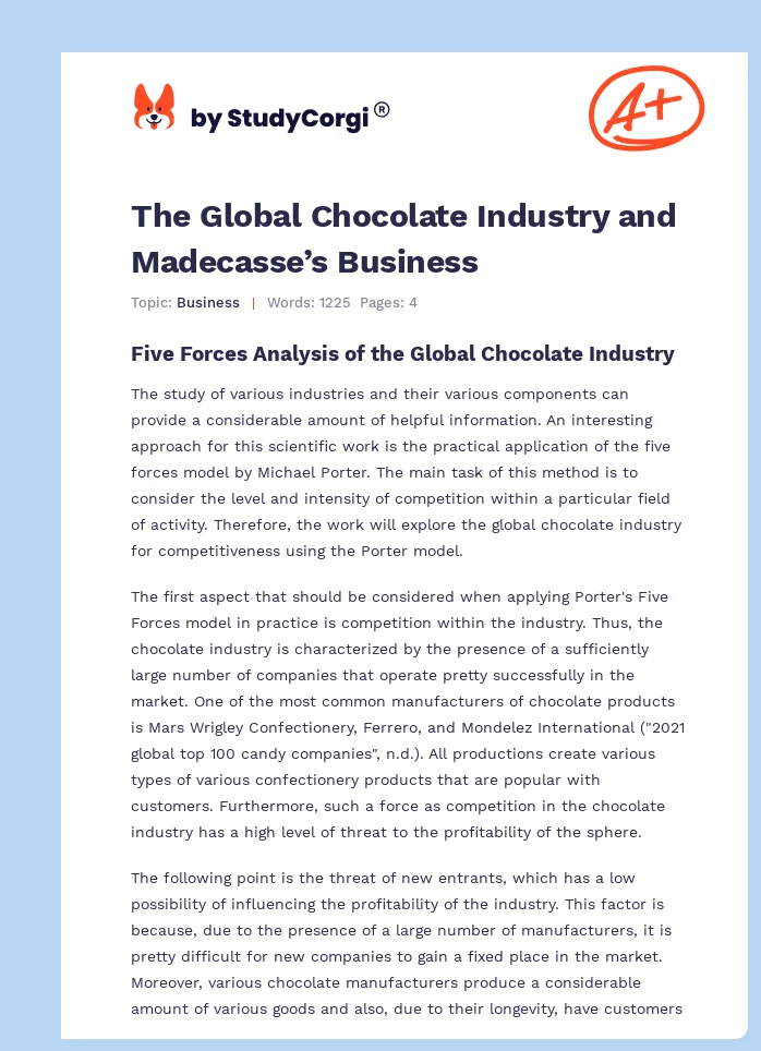 The Global Chocolate Industry and Madecasse’s Business. Page 1