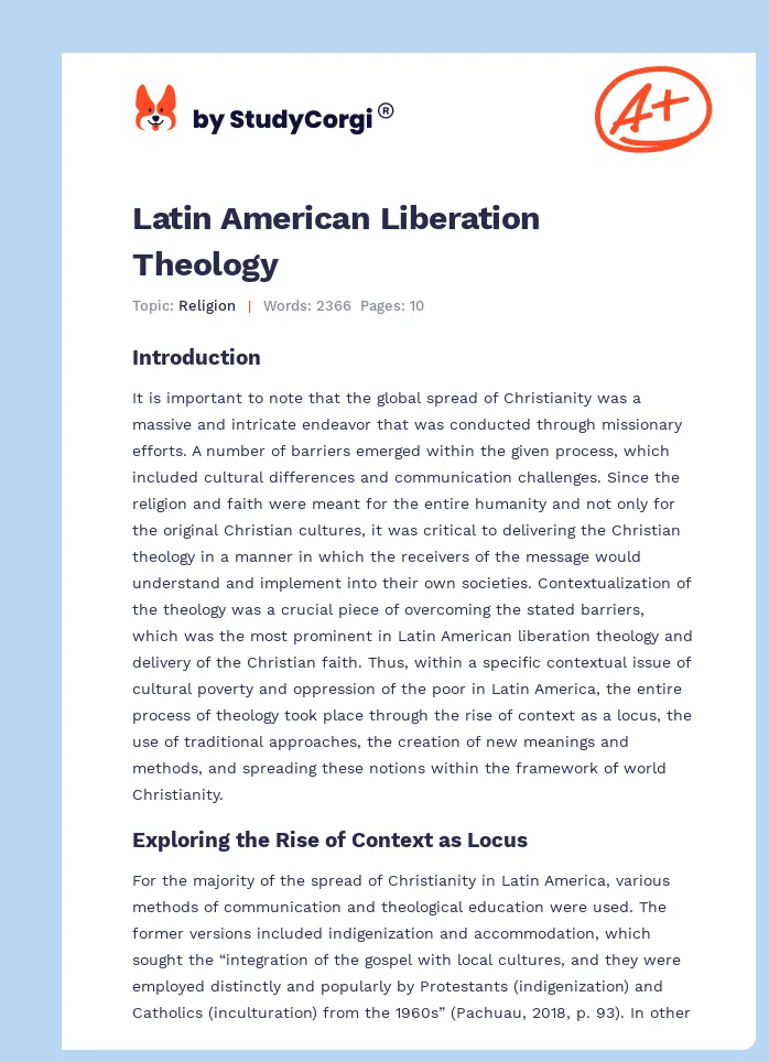 Latin American Liberation Theology. Page 1