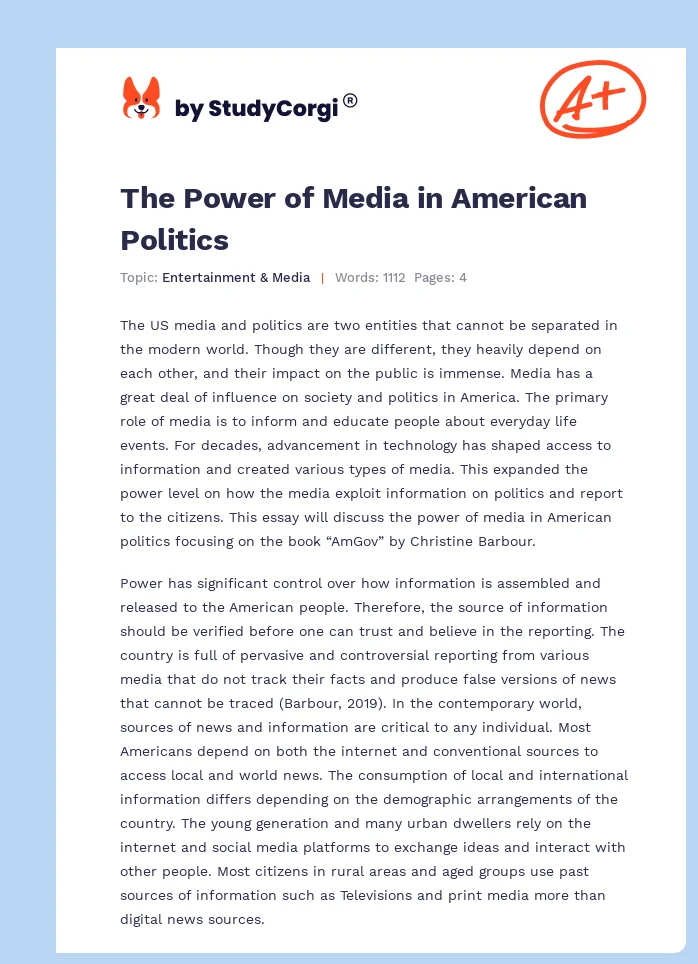 The Power of Media in American Politics. Page 1