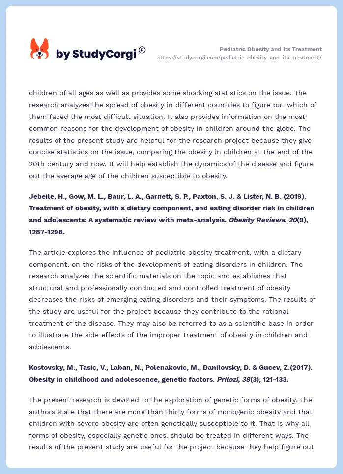 Pediatric Obesity and Its Treatment. Page 2