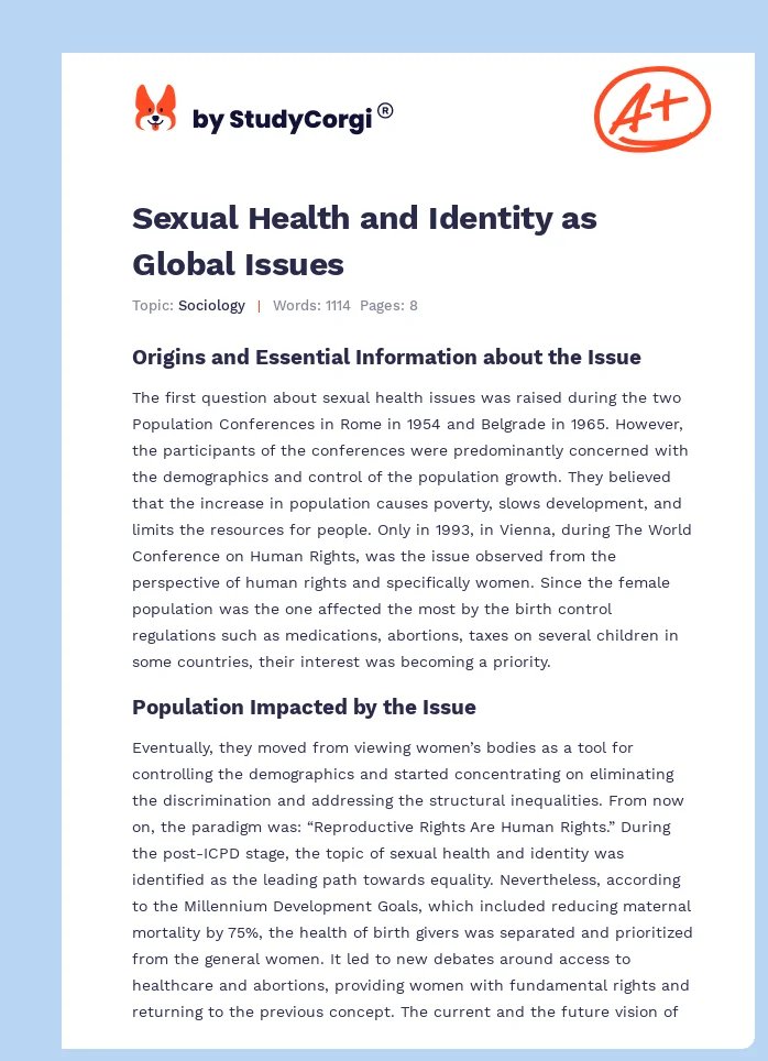 Sexual Health and Identity as Global Issues. Page 1