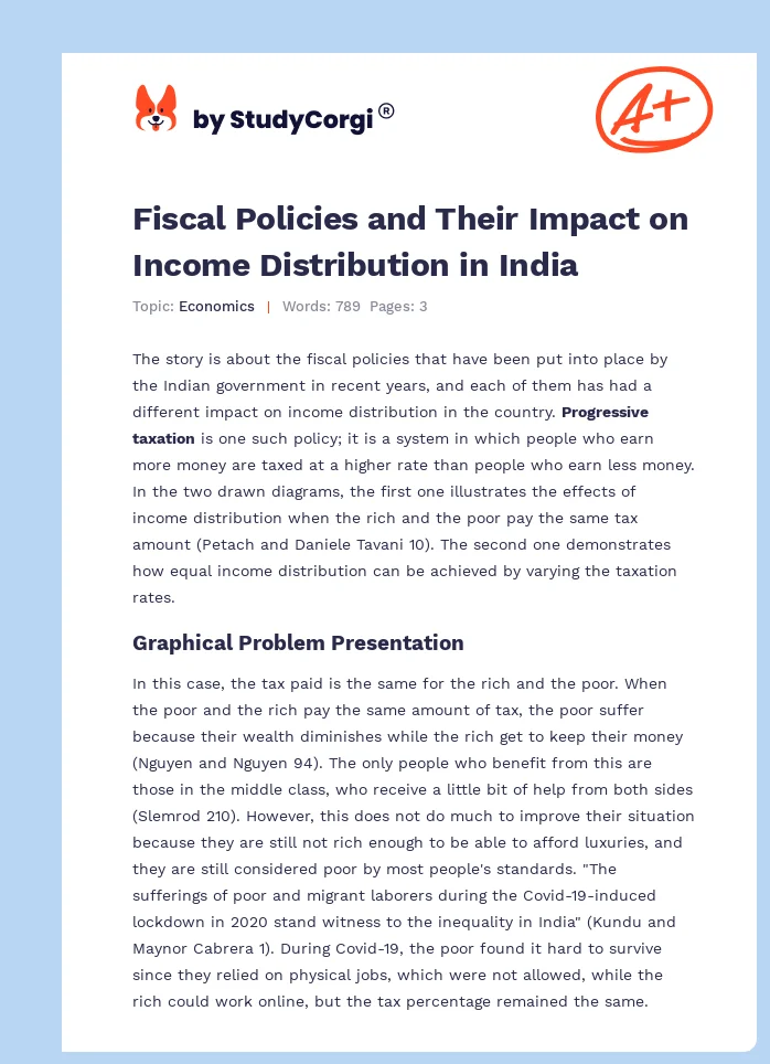 Fiscal Policies and Their Impact on Income Distribution in India. Page 1