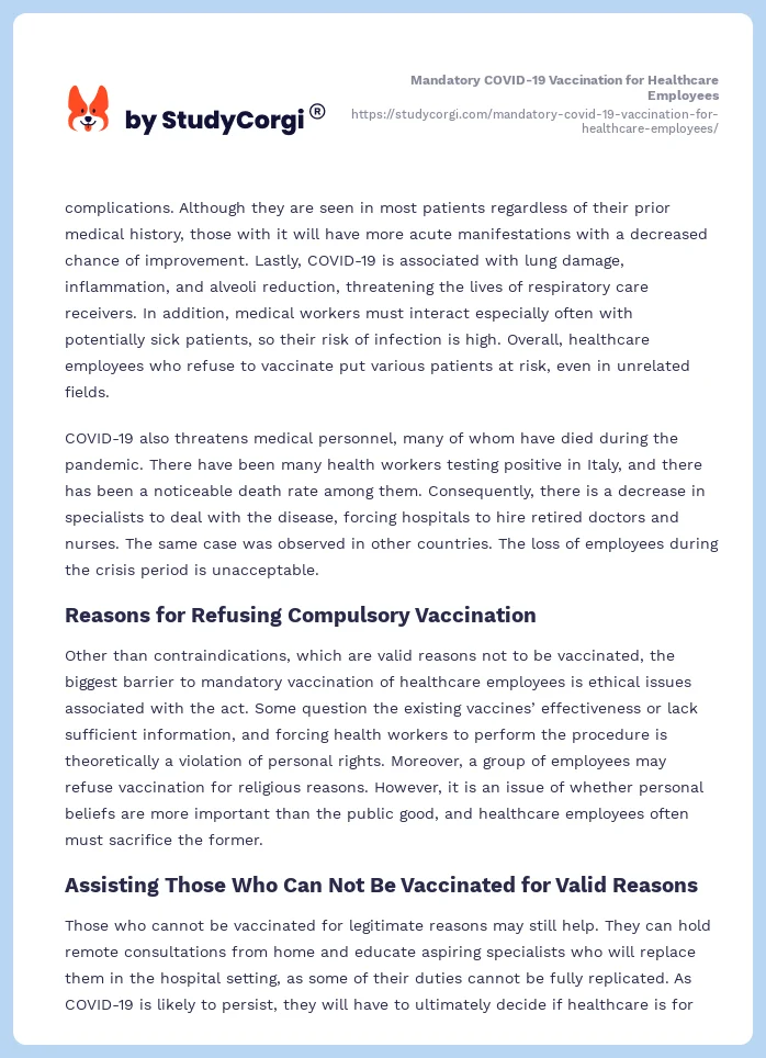 Mandatory COVID-19 Vaccination for Healthcare Employees. Page 2