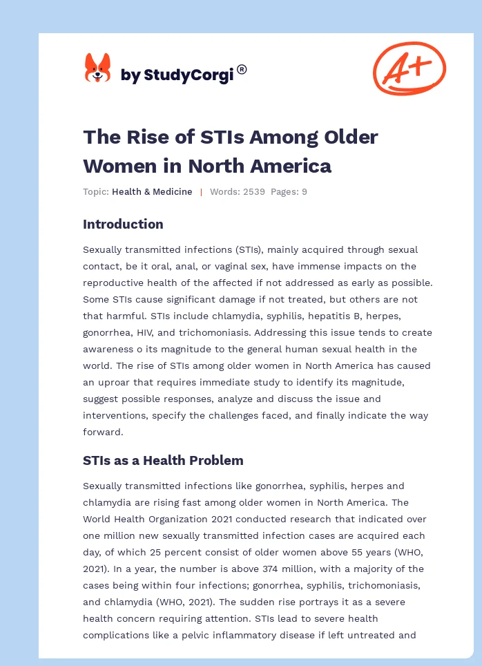 The Rise of STIs Among Older Women in North America. Page 1