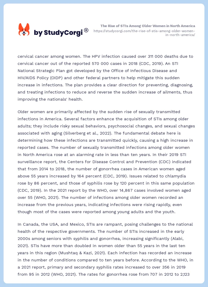 The Rise of STIs Among Older Women in North America. Page 2
