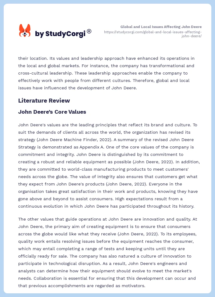 Global and Local Issues Affecting John Deere. Page 2