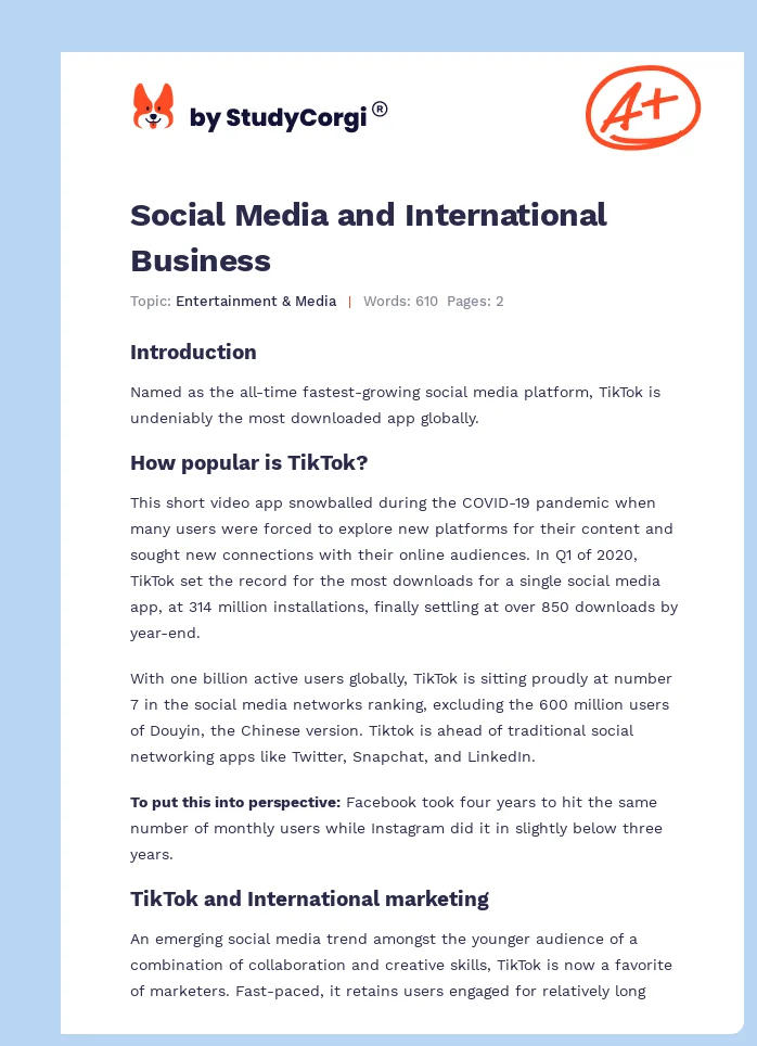 Social Media and International Business. Page 1