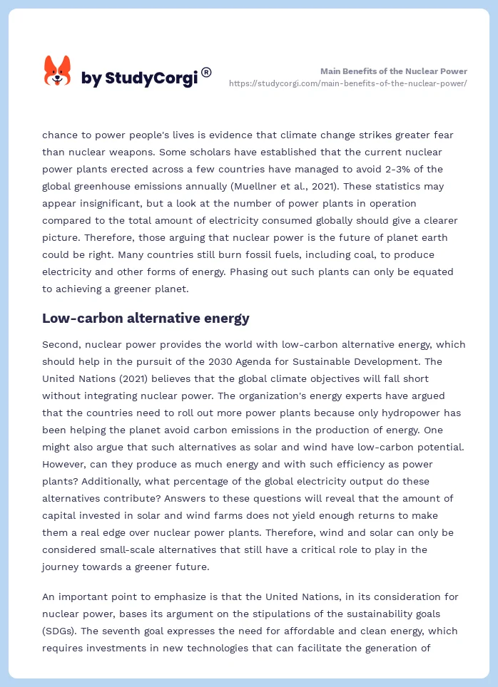 Main Benefits of the Nuclear Power. Page 2