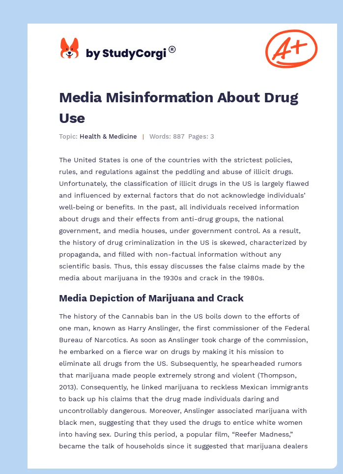 Media Misinformation About Drug Use. Page 1