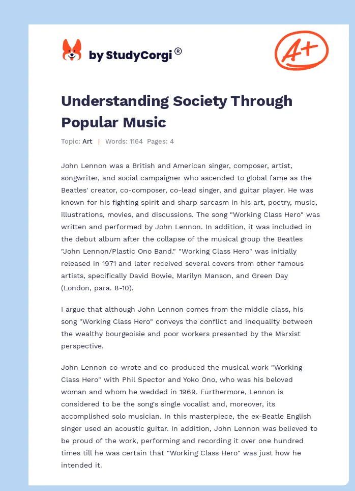 Understanding Society Through Popular Music. Page 1