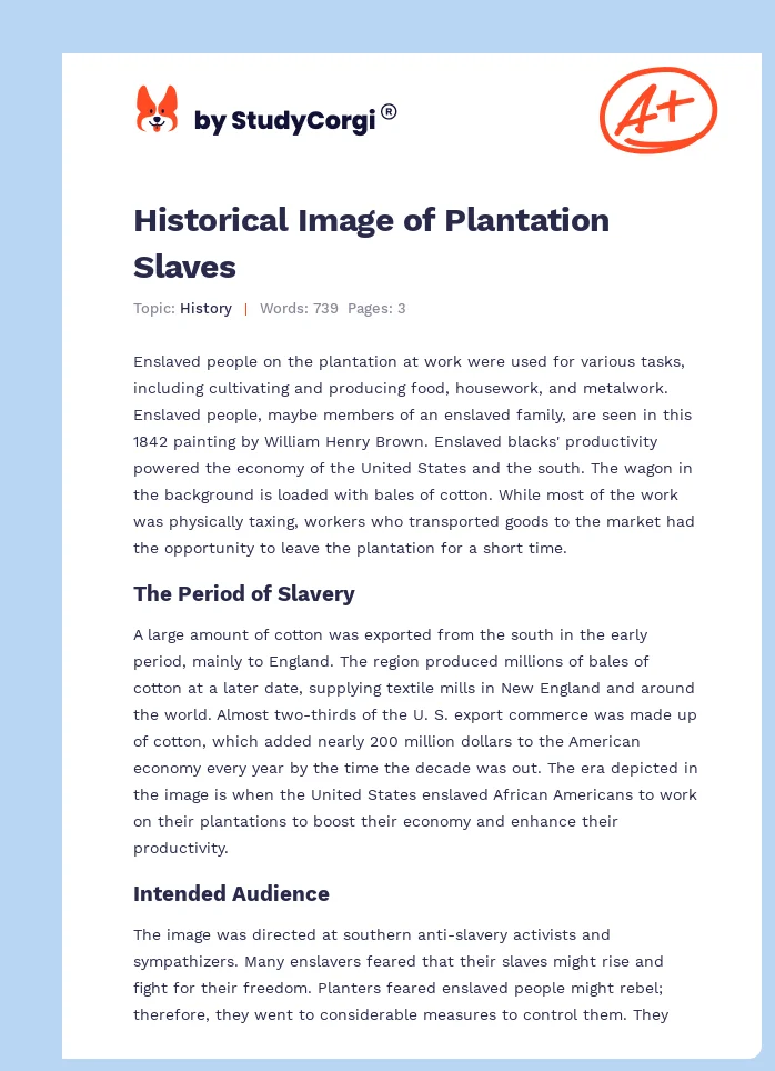 Historical Image of Plantation Slaves. Page 1