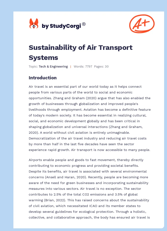 Sustainability of Air Transport Systems. Page 1