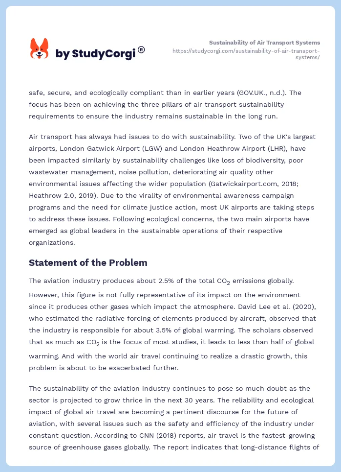 Sustainability of Air Transport Systems. Page 2
