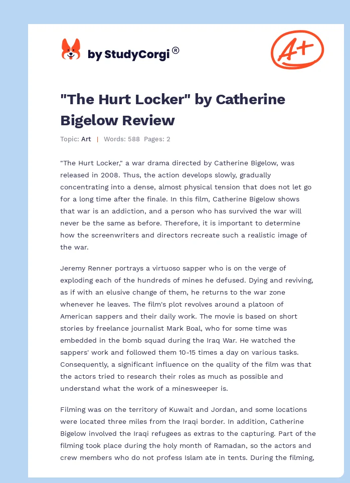 "The Hurt Locker" by Catherine Bigelow Review. Page 1