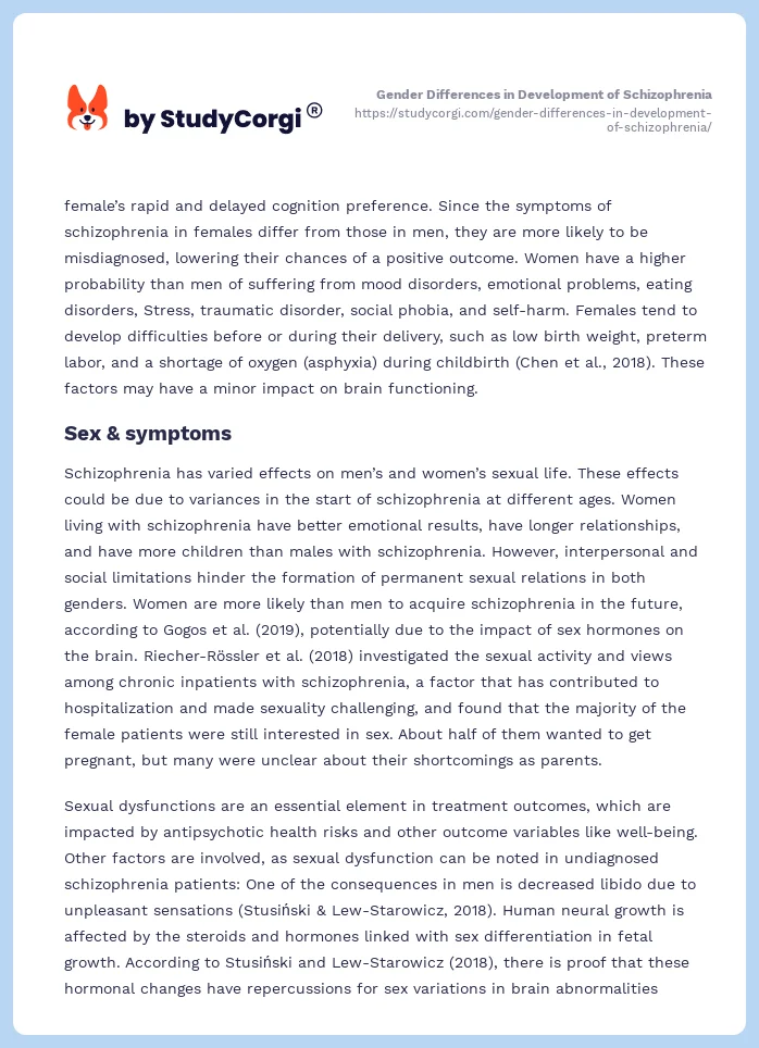 Gender Differences in Development of Schizophrenia. Page 2