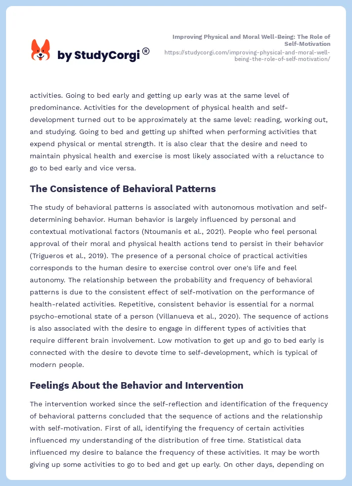 Improving Physical and Moral Well-Being: The Role of Self-Motivation. Page 2