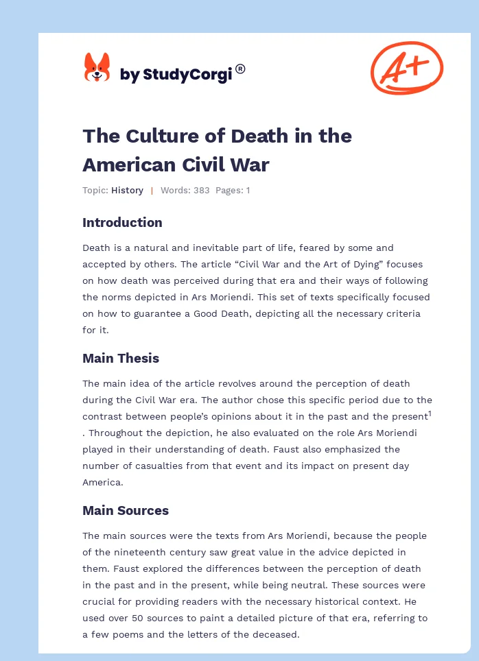 The Culture of Death in the American Civil War. Page 1