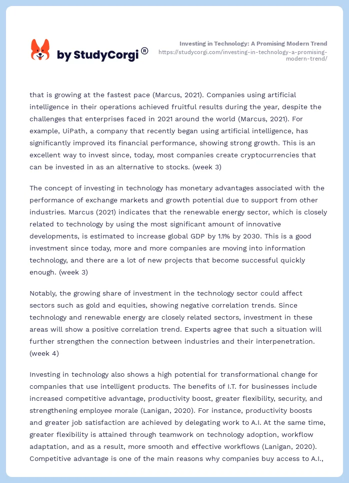 Investing in Technology: A Promising Modern Trend. Page 2