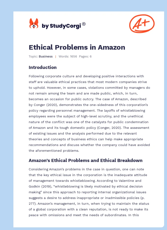 Ethical Problems in Amazon. Page 1
